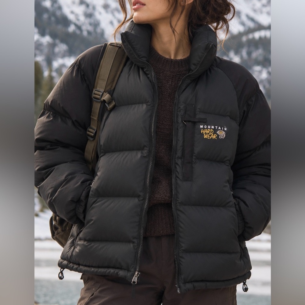 Vintage Mountain Hardwear Black Goose Down Puffer Jacket 90s Y2K - Size 8